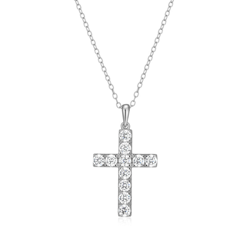 Sterling Silver Lab Diamond Cross Pendant