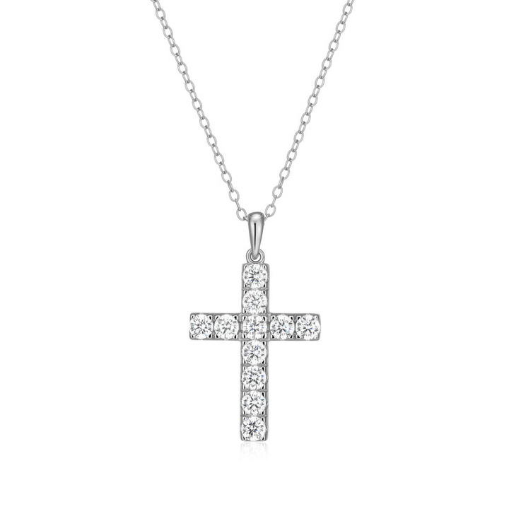 Sterling Silver Lab Diamond Cross Pendant
