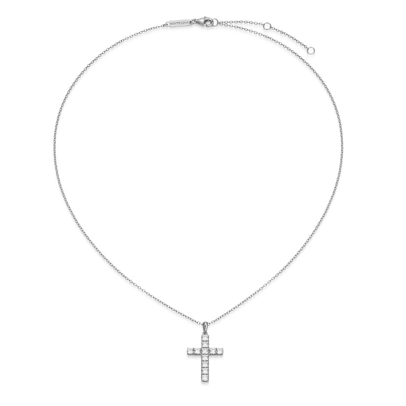 Sterling Silver Lab Diamond Cross Pendant