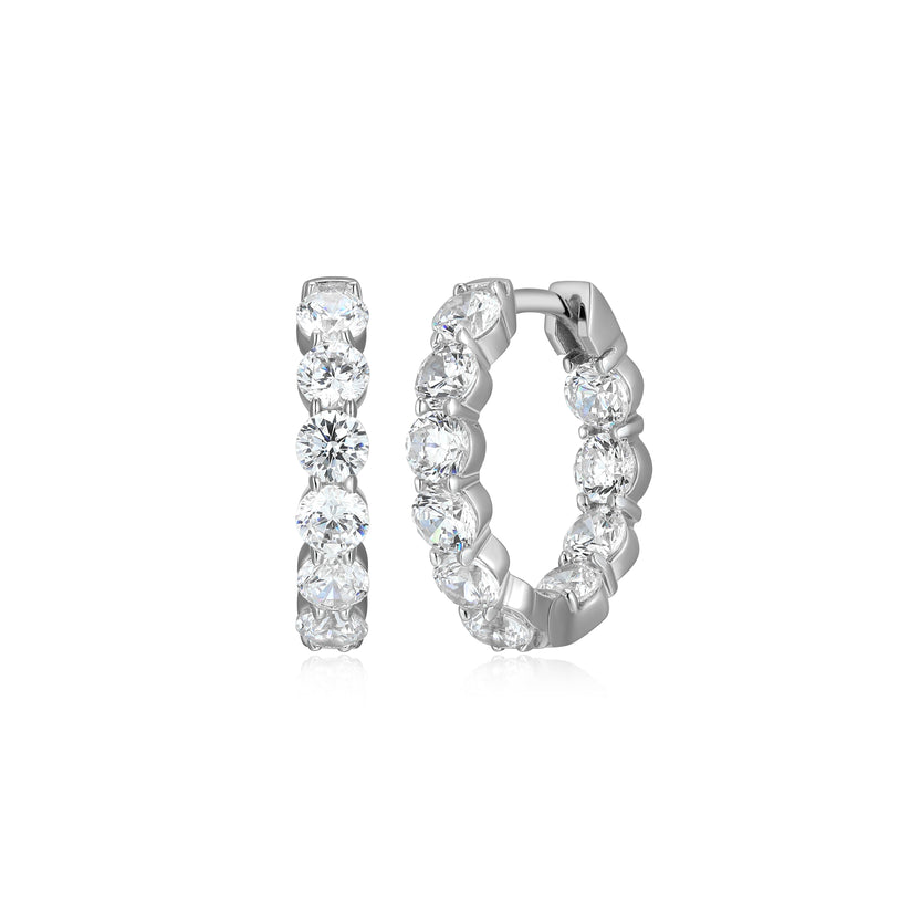 Sterling Silver Small Lab Diamond Hoop Earrings