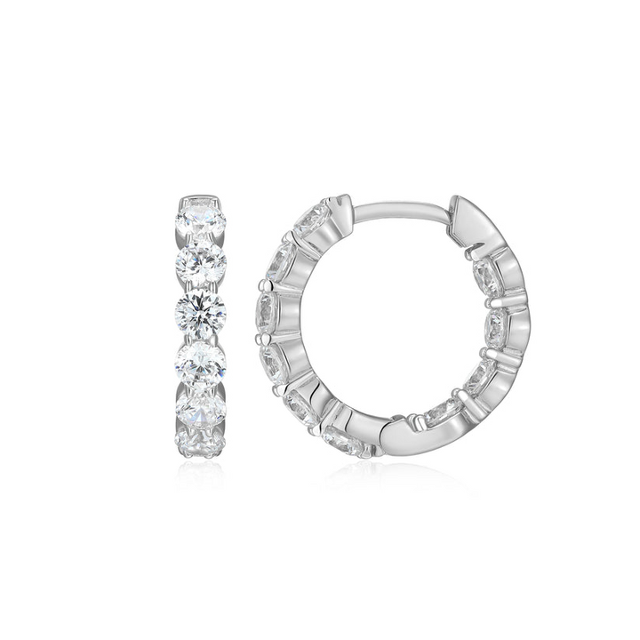 Sterling Silver Small Lab Diamond Hoop Earrings