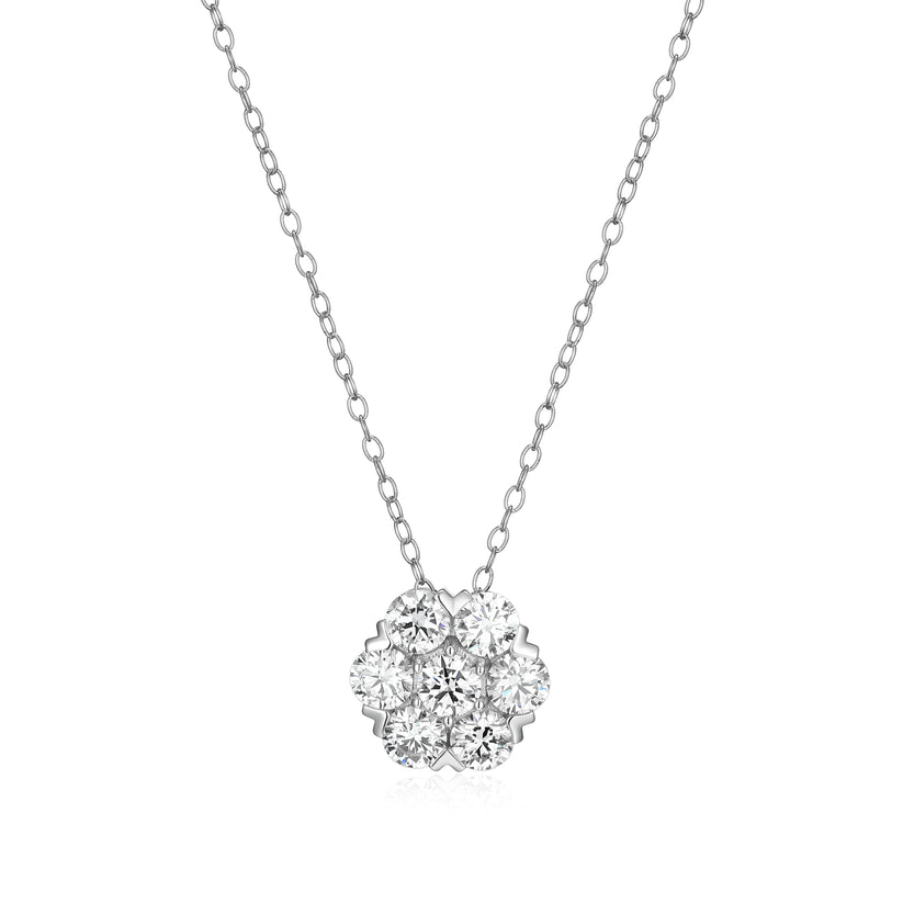 Sterling Silver Cluster Lab Grown Diamond Pendants