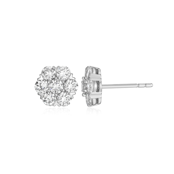 Sterling Silver Cluster Stud Earrings
