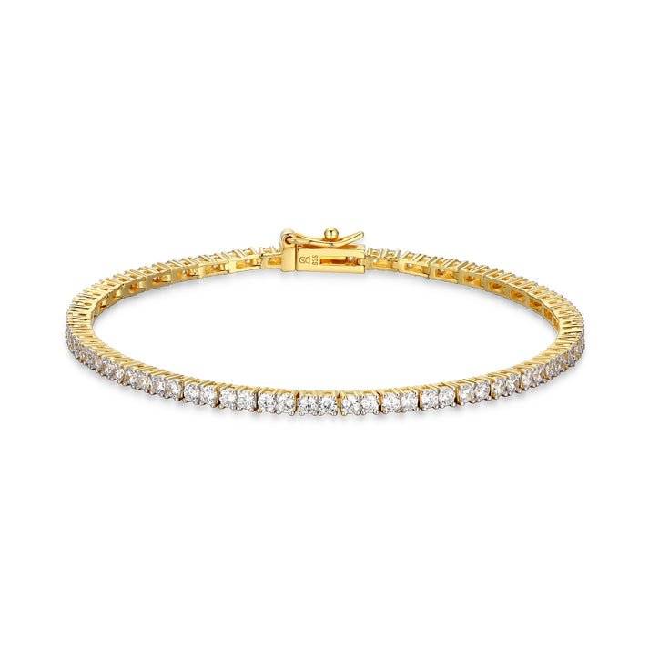 Sterling Silver Yellow tone Lab Diamond Tennis Bracelet