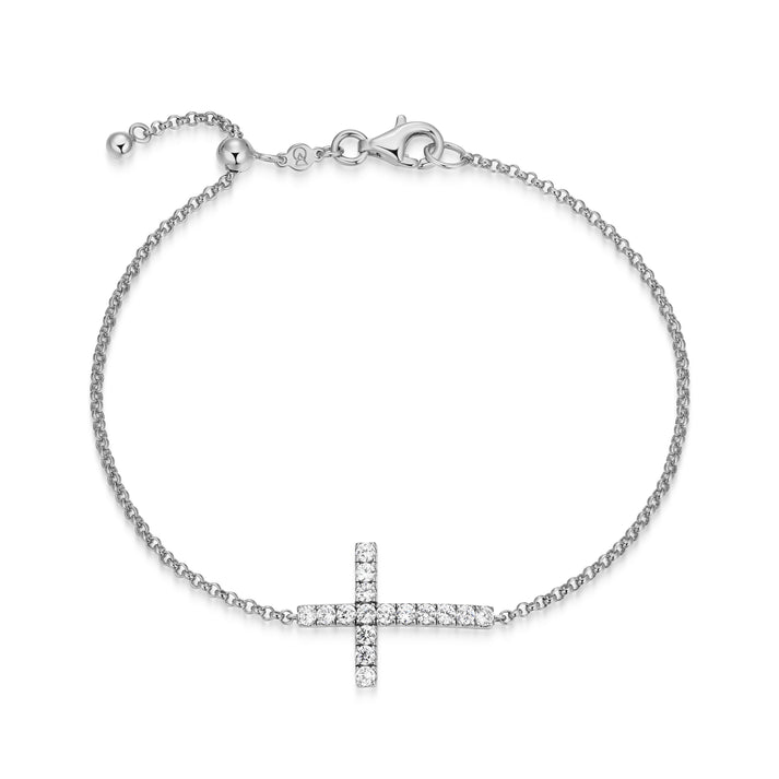 Sterling Silver lab diamond cross Bracelet
