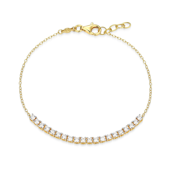 Sterling Silver Lab Diamond Yellow Tone Bracelet