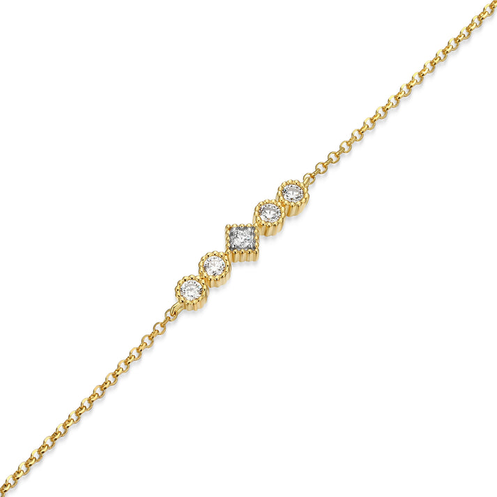 Sterling Silver Yellow Bezel Set Bracelet