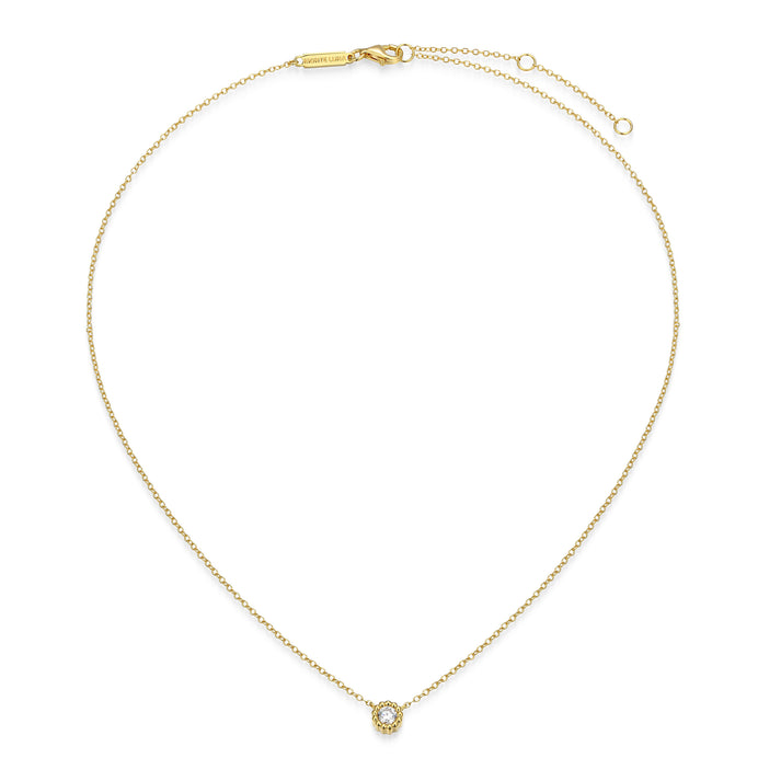 Sterling Silver Yellow Solitaire Lab Diamond Necklace