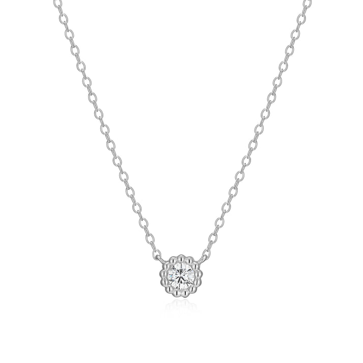 Sterling Silver White Solitaire Necklace