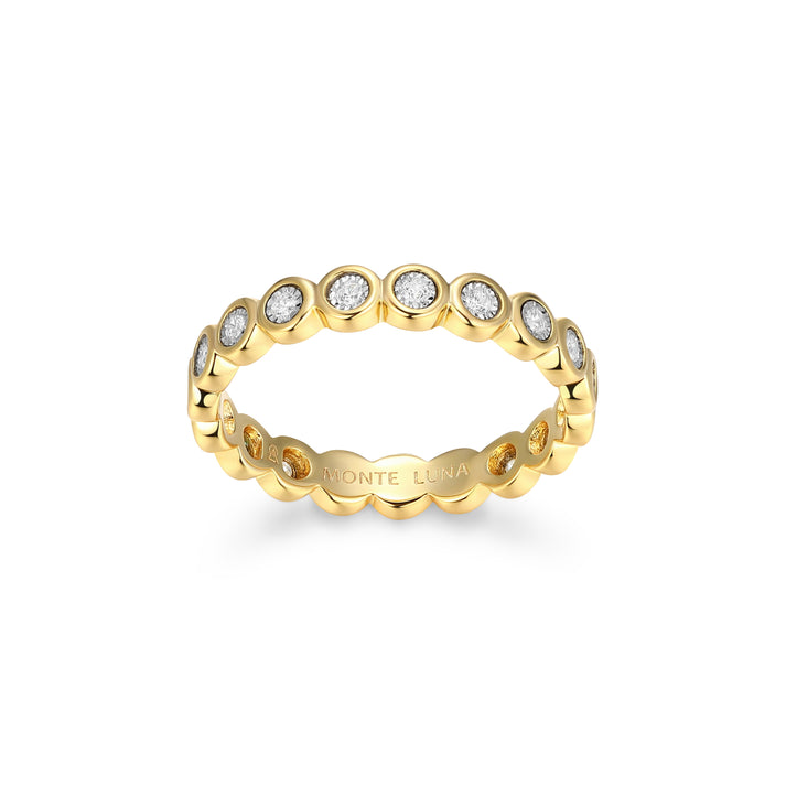 Sterling Silver Yellow Tone Bezel Eternity Band
