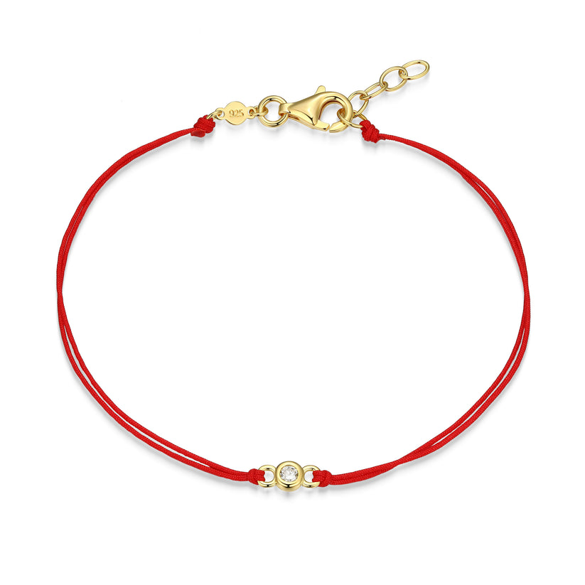 Sterling Silver Yellow Bezel Set Silk Cord Bracelet