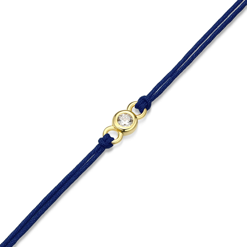 Sterling Silver Yellow Bezel Set Silk Cord Bracelet