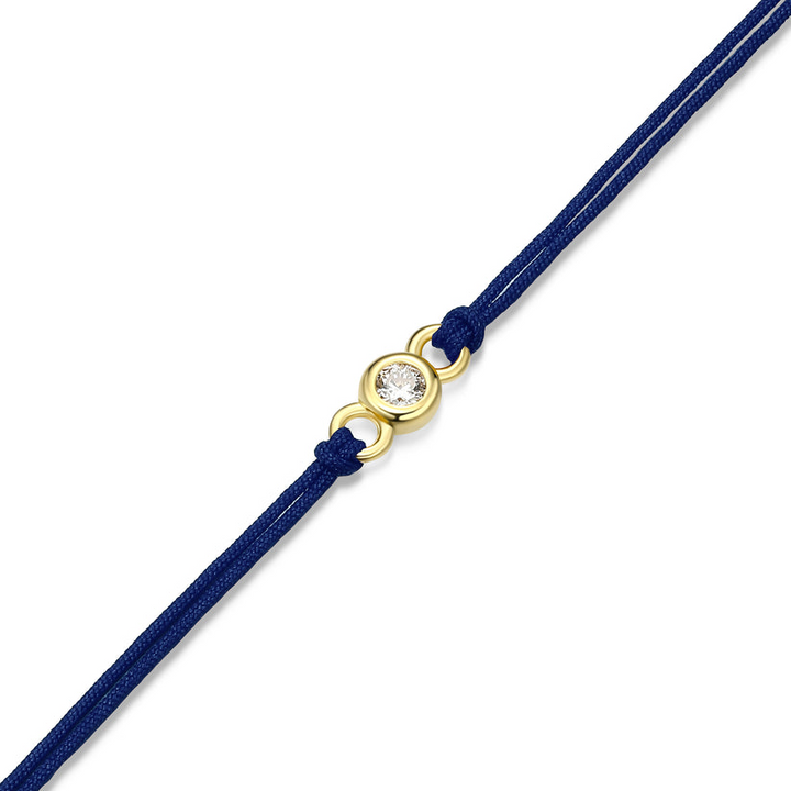 Sterling Silver Yellow Bezel Set Silk Cord Bracelet
