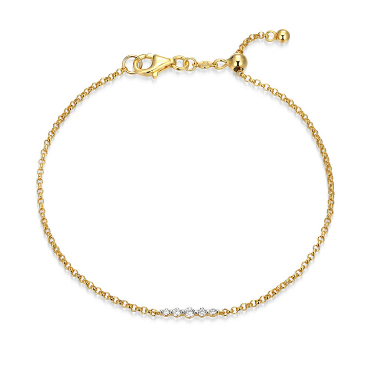 Sterling Silver Yellow Tone Lab Diamond Bracelet