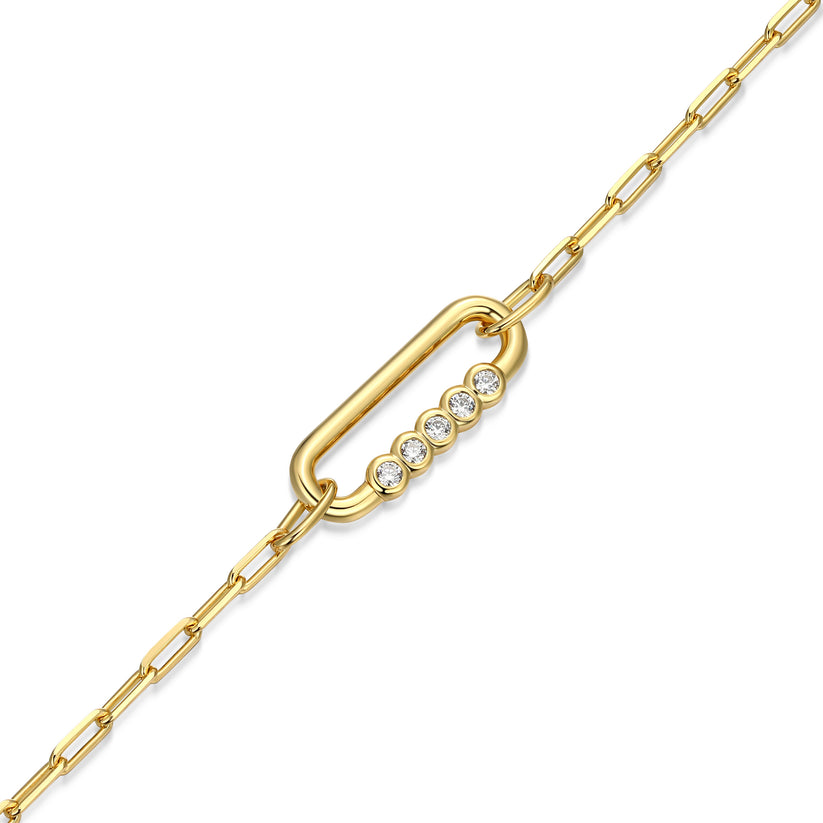 Sterling Silver Yellow Tone Paper Clip Bracelet