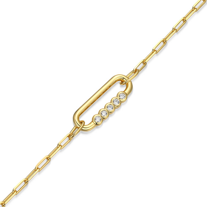 Sterling Silver Yellow Tone Paper Clip Bracelet