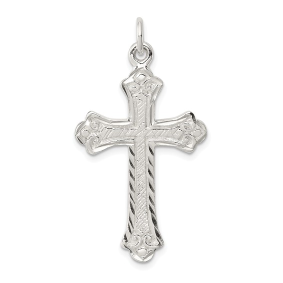 Sterling Silver Diamond Cut Finish Cross Pendant
