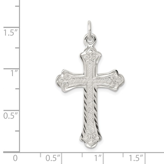 Sterling Silver Diamond Cut Finish Cross Pendant