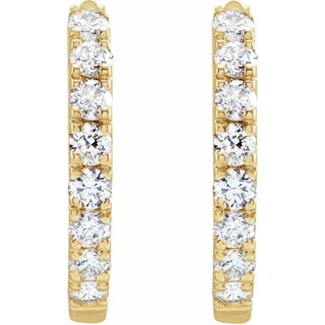 14k Yellow Lab Grown 12mm Diamond Earrings 0.20 cttw