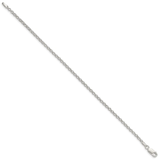 Sterling Silver White Open Link Ankle Bracelet 9.25 inch