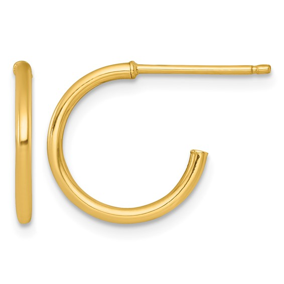 14k Yellow Small Post Hoop Earrings