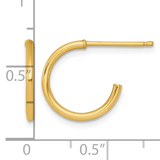 14k Yellow Small Post Hoop Earrings
