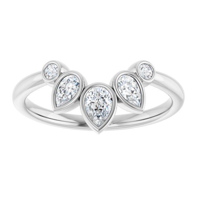 14k White Gold Various Shapes Bezel set Diamond Wedding Band