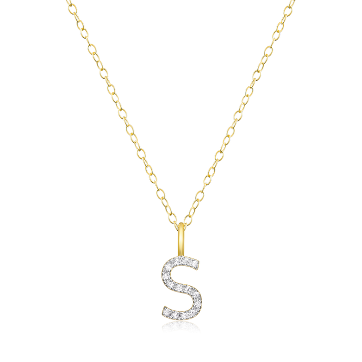 Sterling Silver Inital S Lab Diamond Pendant