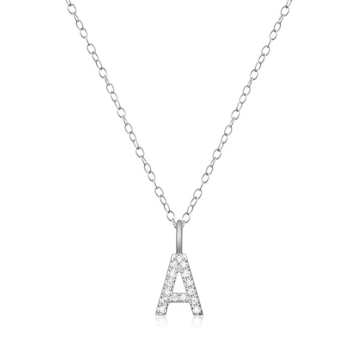 Sterling Silver Inital A lab diamond Pendant