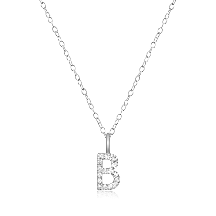 Sterling Silver Inital B Lab Diamond Pendant