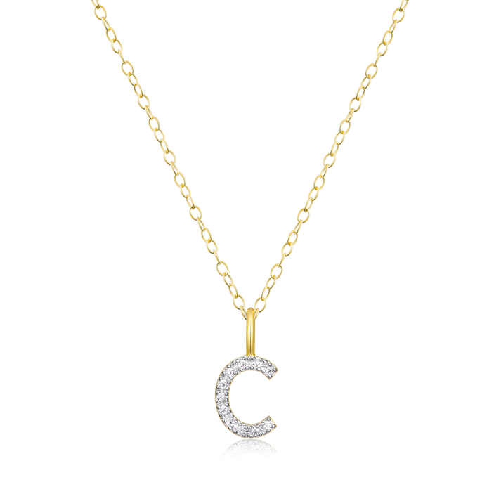 Sterling Silver Yellow Inital C Silver Pendant