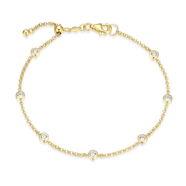 Sterling Silver Yellow Bezel Station Bracelet
