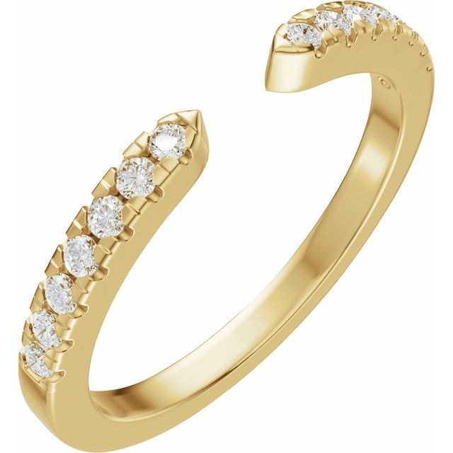 14k Yellow Prong Set 0.16ctw Round Diamond Wedding Band