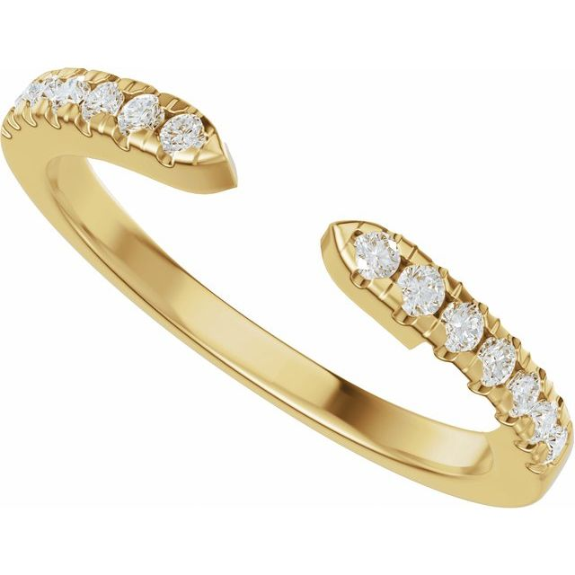 14k Yellow Prong Set 0.16ctw Round Diamond Wedding Band