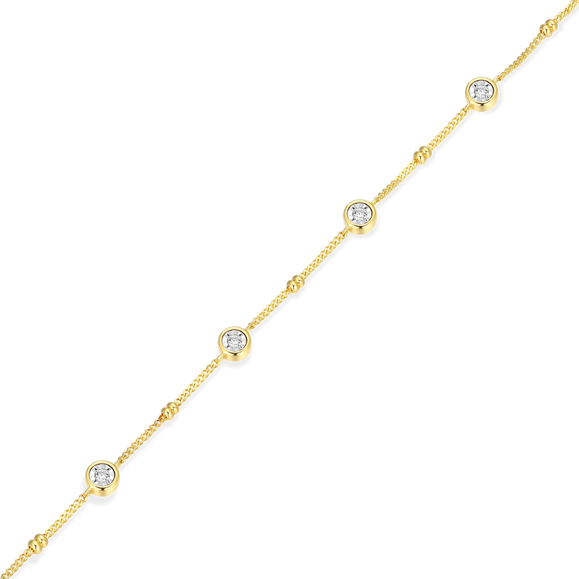 Sterling Silver Yellow Bezel Set Ankle Bracelet