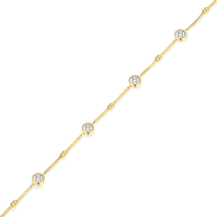 Sterling Silver Yellow Bezel Set Ankle Bracelet