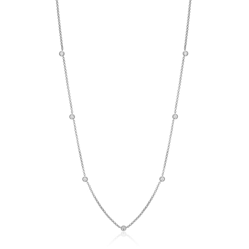 Sterling Silver Lab Diamond Station Necklace