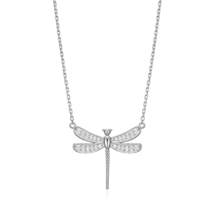 Sterling Silver White Dragonfly Silver Necklace
