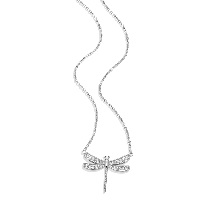Sterling Silver White Dragonfly Silver Necklace