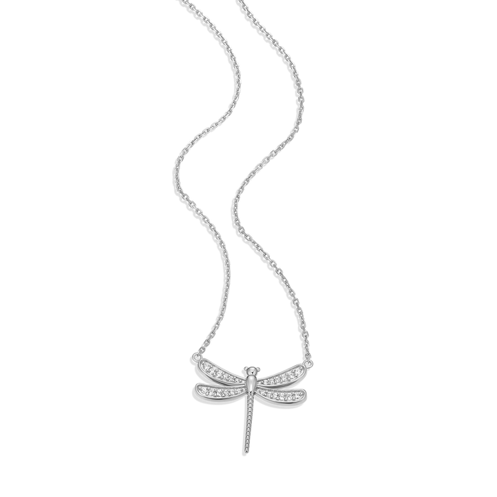 Sterling Silver White Dragonfly Silver Necklace