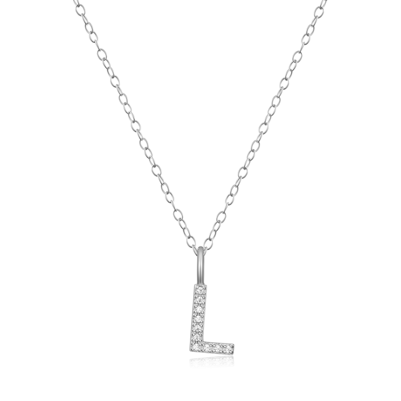 Sterling Silver White Inital "L" Silver Pendant