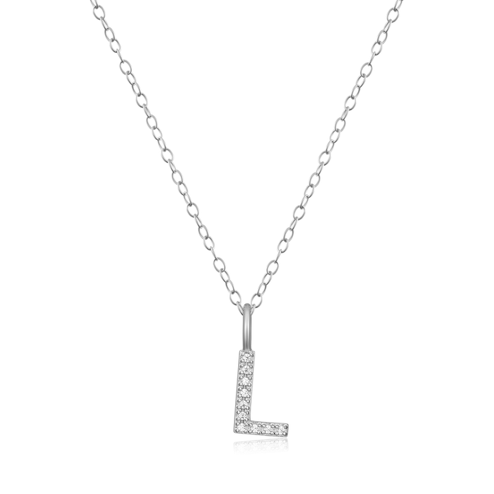 Sterling Silver White Inital "L" Silver Pendant