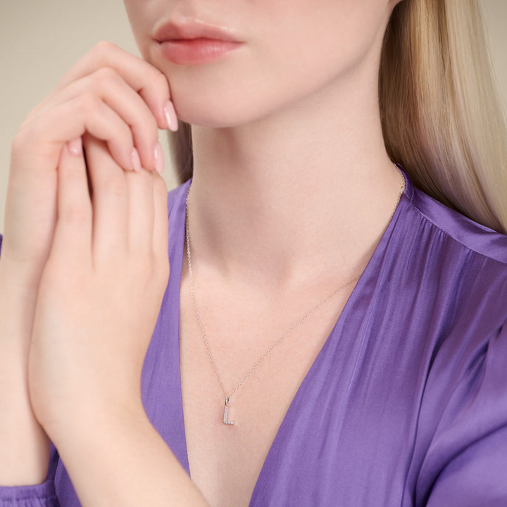 Sterling Silver White Inital "L" Silver Pendant