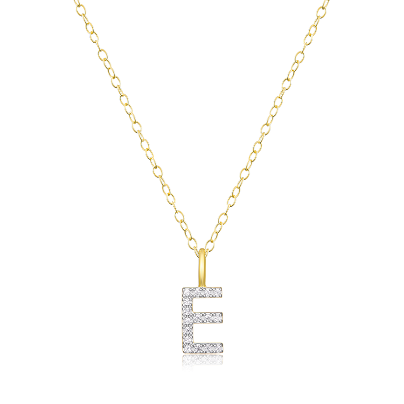 Sterling Silver Yellow Inital "E" Silver Pendant
