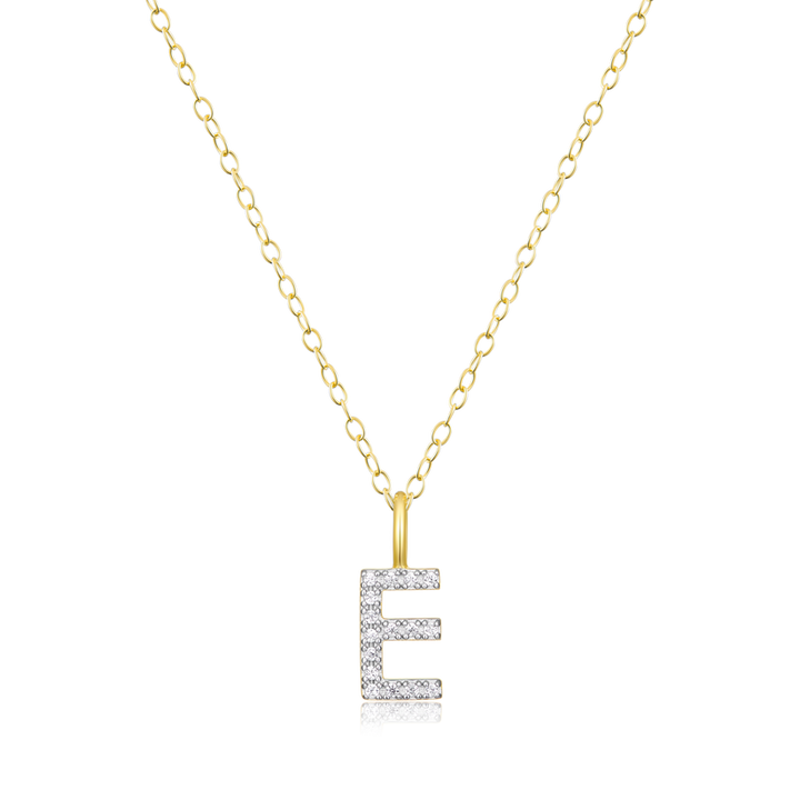 Sterling Silver Yellow Inital "E" Silver Pendant