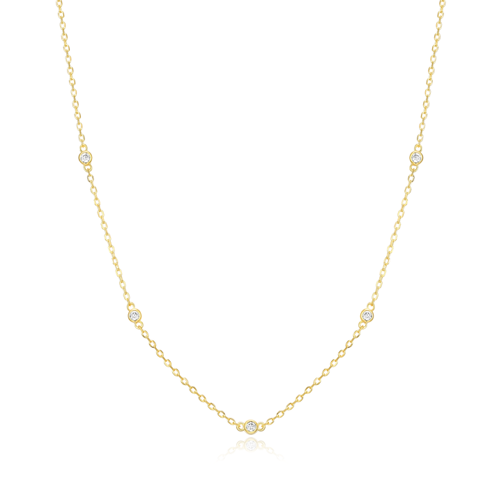 Sterling Silver Bezel Diamond Necklace