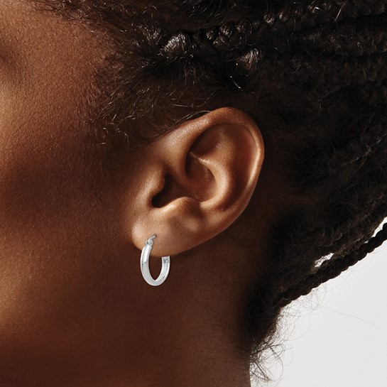 14k White Medium Hoop Earrings