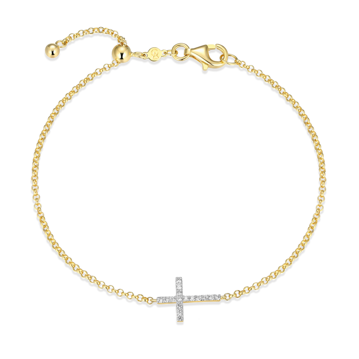 Gold Plated Sterling Silver Cross Bracelet