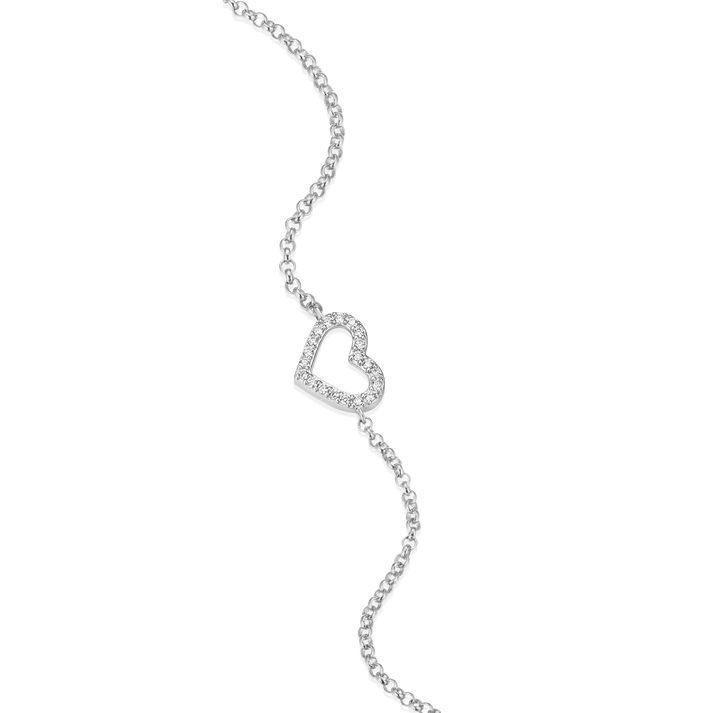 Sterling Silver Open Heart Lab Grown Diamond Bracelet