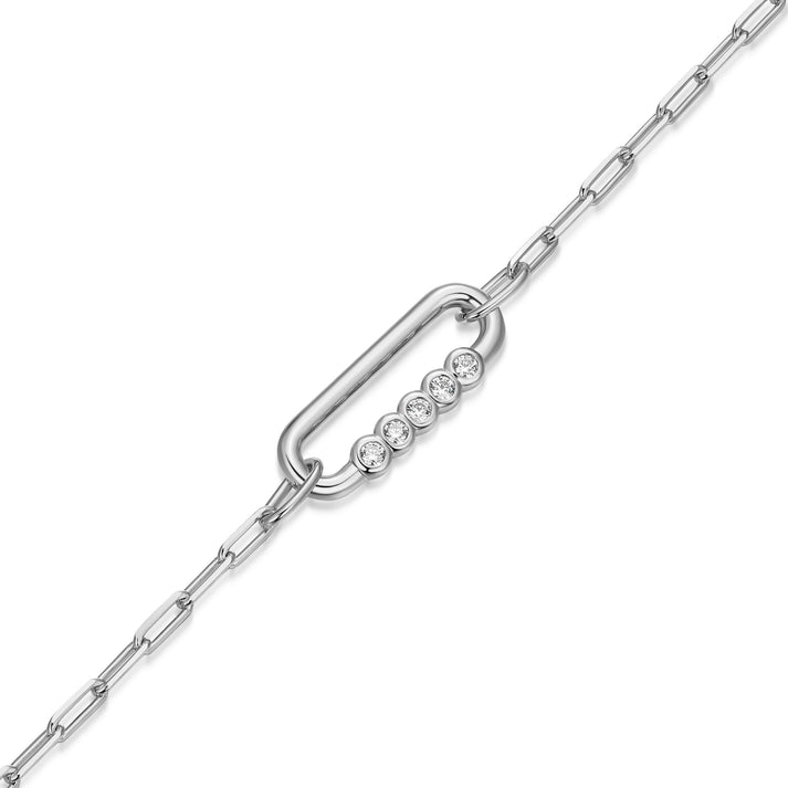 Sterling Silver Lab Grown Diamond Paper Clip Bracelet